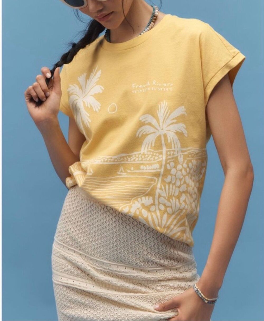 Anthropologie X Wild Fever Studio French Riviera Graphic Tee XS NEW